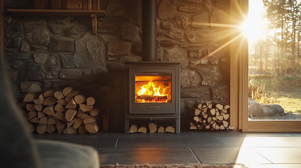 Estufa de leña en una chimenea de piedra: instalación y ventajas para optimizar la calefacción de tu hogar